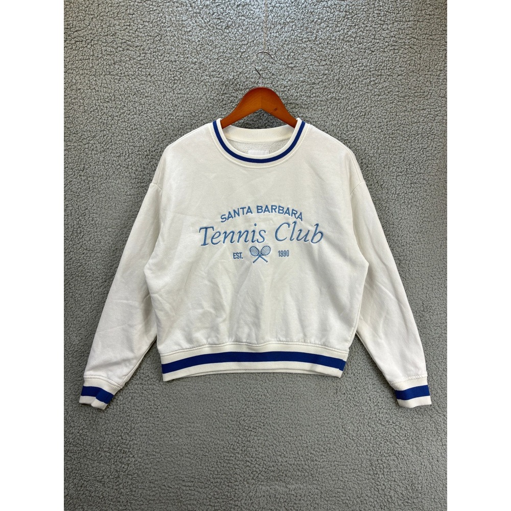 Lazy Sunday Santa Barbara Tennis Club Sweatshirt Women's Size M White Pullover - Picture 3 of 16